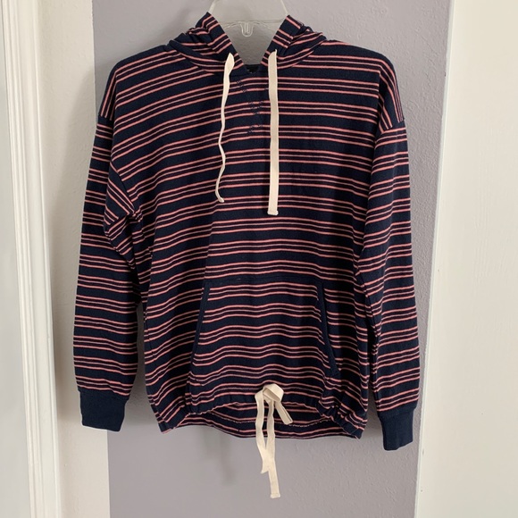 Drawstring Hoodie in Striped Terry - Picture 2 of 4